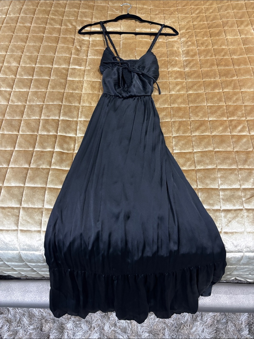 Zara Black Strappy Tie-Front Maxi Dress